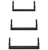 VidaXL Wandplankenset 3 pcs Zwart eiken 37 x 12 x 13 cm Bewerkt hout