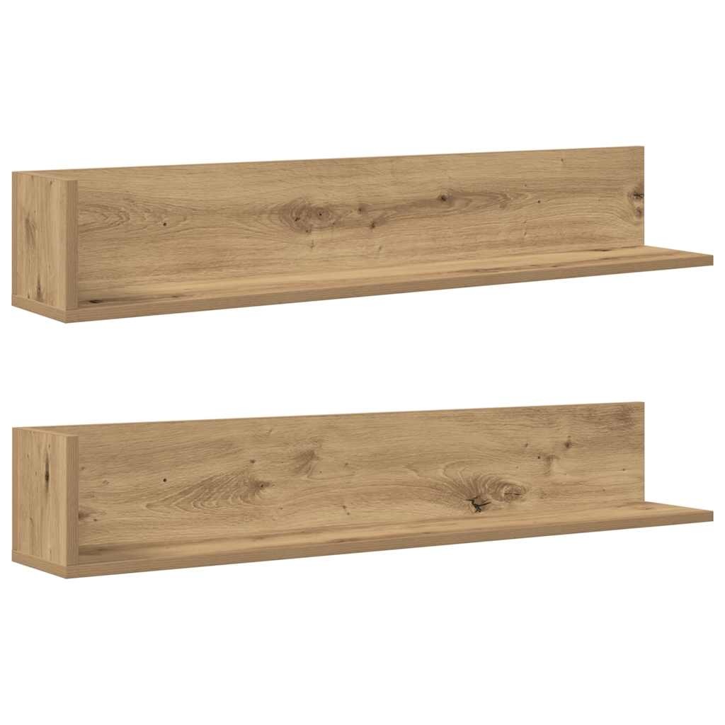 VidaXL Wandschappen 2 st 100x16,5x16,5cm bewerkt hout artisanaal eiken