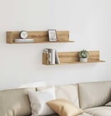 VidaXL Wandschappen 2 st 100x16,5x16,5cm bewerkt hout artisanaal eiken