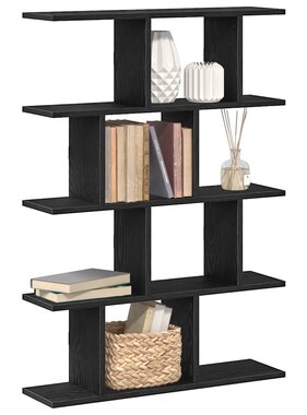 VidaXL Wandschap kubus 12 vakken bewerkt hout zwart