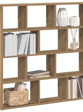 VidaXL Wandschap kubus 12 vakken bewerkt hout artisanaal eikenkleurig