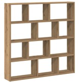 VidaXL Wandschap kubus 12 vakken bewerkt hout artisanaal eikenkleurig