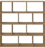 VidaXL Wandschap kubus 12 vakken bewerkt hout artisanaal eikenkleurig