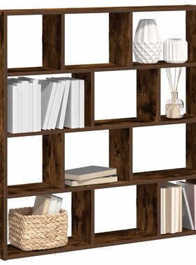 VidaXL Wandschap kubus 12 vakken bewerkt hout gerookt eikenkleurig