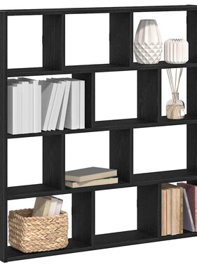 VidaXL Wandschap kubus 12 vakken bewerkt hout zwart