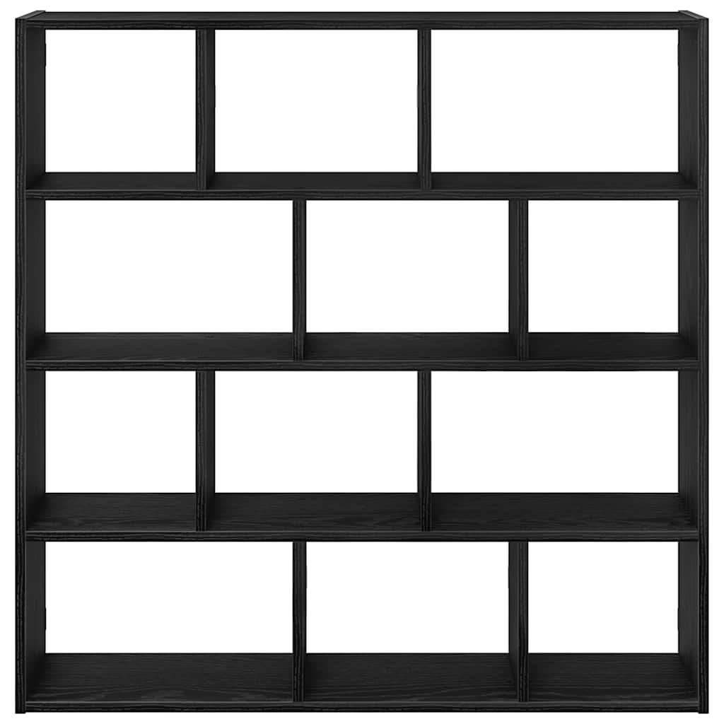VidaXL Wandschap kubus 12 vakken bewerkt hout zwart