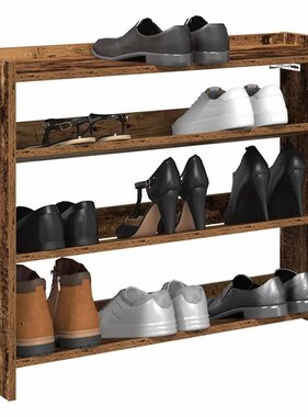 VidaXL Schoenenrek 80x25x62 cm bewerkt hout oud houtkleurig
