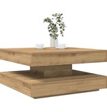 VidaXL Salontafel 360 graden draaibaar 70x70x34,5 cm artisanaal eiken