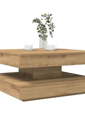 VidaXL Salontafel 360 graden draaibaar 70x70x34,5 cm artisanaal eiken