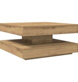VidaXL Salontafel 360 graden draaibaar 70x70x34,5 cm artisanaal eiken