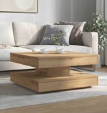 VidaXL Salontafel 360 graden draaibaar 70x70x34,5 cm artisanaal eiken