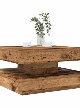 VidaXL Salontafel 360 graden draaibaar 70x70x34,5 cm oud houtkleurig