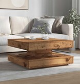 VidaXL Salontafel 360 graden draaibaar 70x70x34,5 cm oud houtkleurig