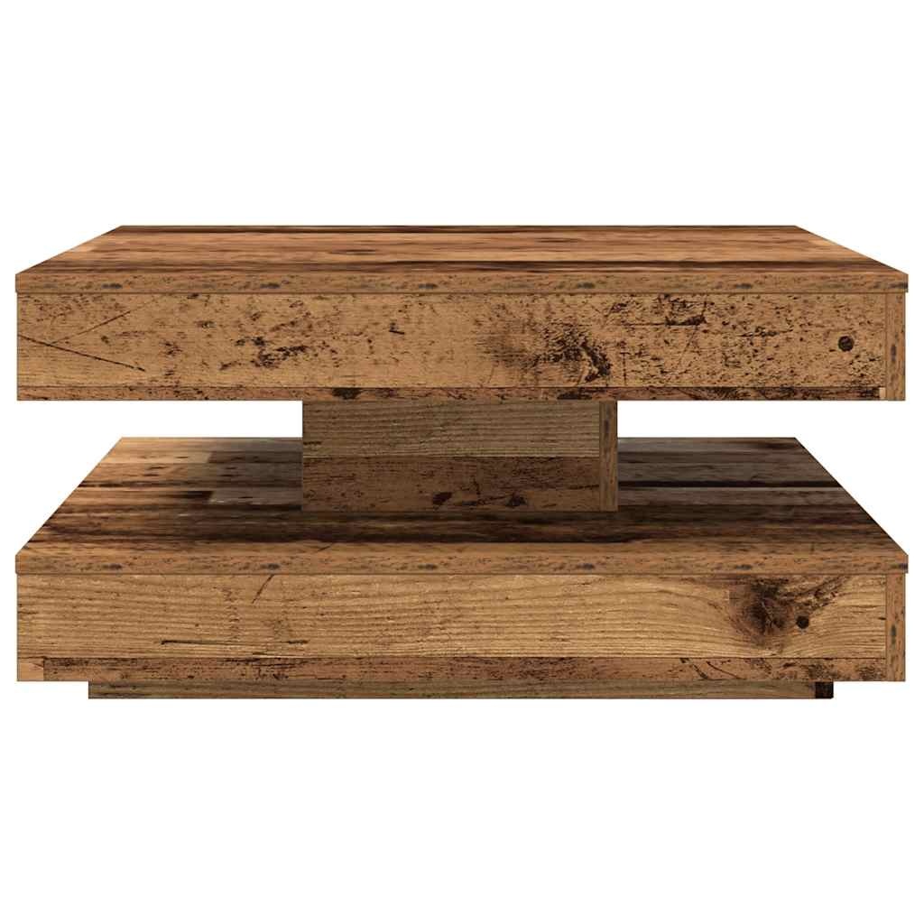 VidaXL Salontafel 360 graden draaibaar 70x70x34,5 cm oud houtkleurig