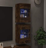 VidaXL Wandkasten met LED-verlichting voor tv 2 st 40x30x60,5 cm gerookt eikenkleurig