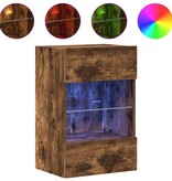 VidaXL Wandkasten met LED-verlichting voor tv 2 st 40x30x60,5 cm gerookt eikenkleurig