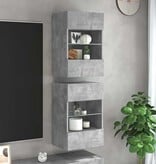 VidaXL Wandkasten met LED-verlichting voor tv 2 st 40x30x60,5 cm betongrijs