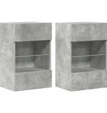 VidaXL Wandkasten met LED-verlichting voor tv 2 st 40x30x60,5 cm betongrijs