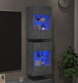 VidaXL Wandkasten met LED-verlichting voor tv 2 st 40x30x60,5 cm betongrijs