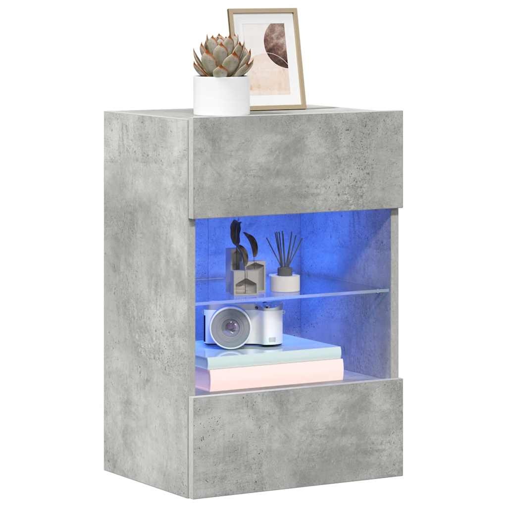 VidaXL Wandkasten met LED-verlichting voor tv 2 st 40x30x60,5 cm betongrijs