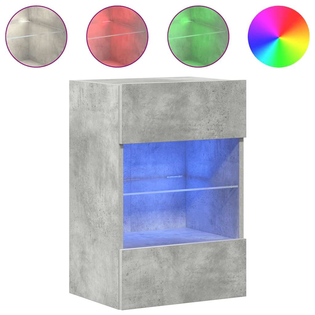 VidaXL Wandkasten met LED-verlichting voor tv 2 st 40x30x60,5 cm betongrijs