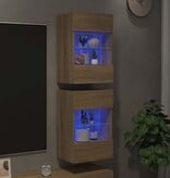 VidaXL Wandkasten met LED-verlichting voor tv 2 st 40x30x60,5 cm sonoma eikenkleurig