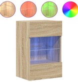 VidaXL Wandkasten met LED-verlichting voor tv 2 st 40x30x60,5 cm sonoma eikenkleurig