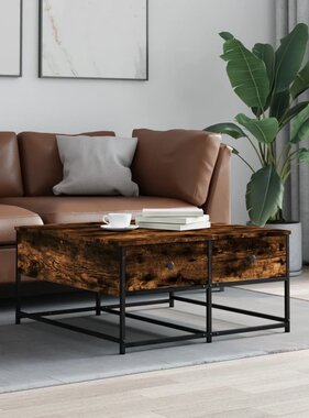 VidaXL Salontafel 80x80x40 cm bewerkt hout gerookt eikenkleurig