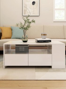VidaXL Salontafel 102x55x42 cm bewerkt hout hoogglans wit