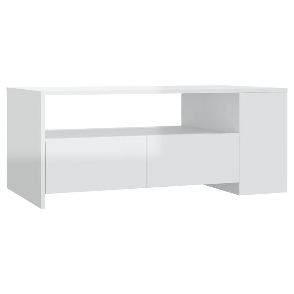 VidaXL Salontafel 102x55x42 cm bewerkt hout hoogglans wit