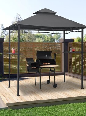 VidaXL Barbecue paviljoen 240x150x255 cm staal antraciet