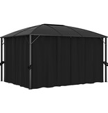 VidaXL Prieel met gordijnen 400x300x265 cm antraciet