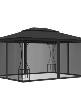 VidaXL Prieel met netten 300x400x265 cm antracietkleurig