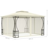 VidaXL Prieel met netten 300x300x265 cm crèmekleurig