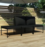 VidaXL 3-delige Loungeset met kussens PVC zwart