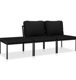 VidaXL 3-delige Loungeset met kussens PVC zwart