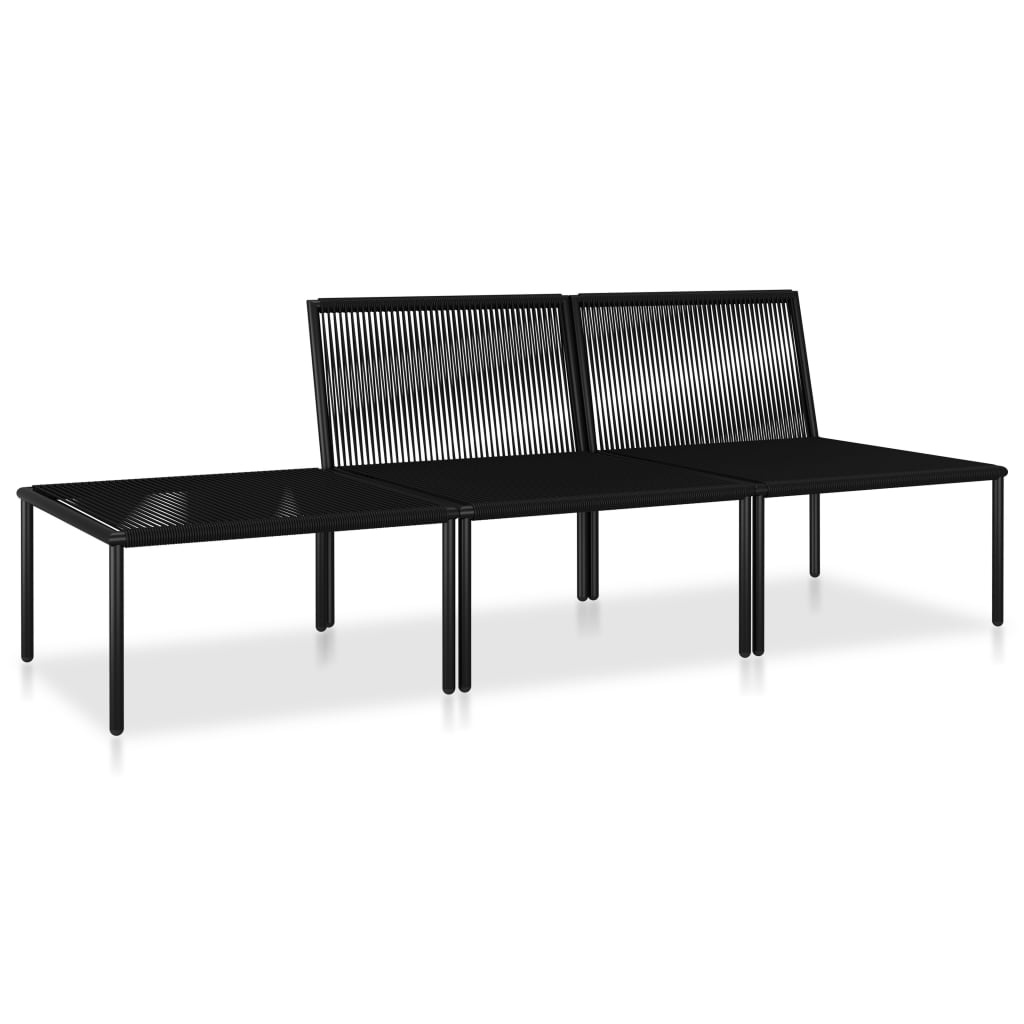 VidaXL 3-delige Loungeset met kussens PVC zwart