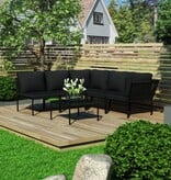 VidaXL 6-delige Loungeset met kussens PVC zwart