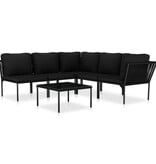 VidaXL 6-delige Loungeset met kussens PVC zwart