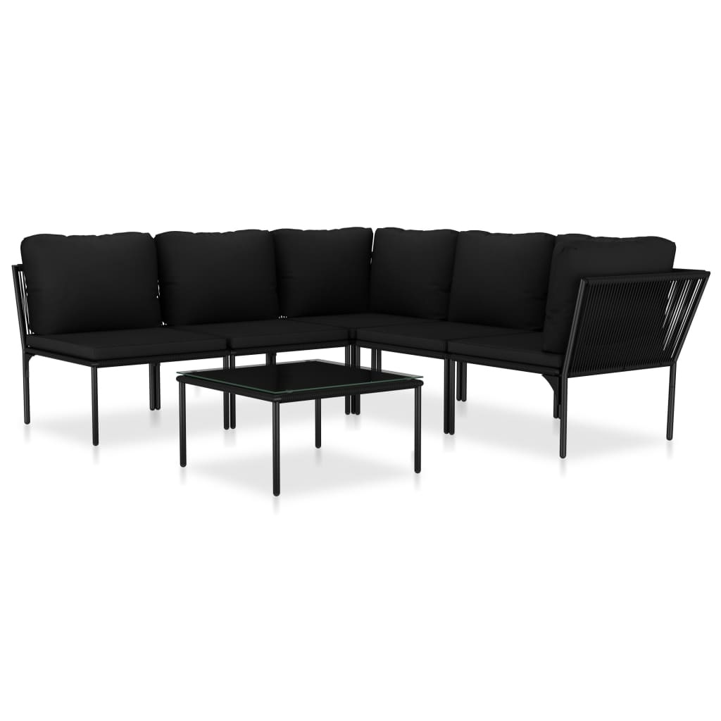 VidaXL 6-delige Loungeset met kussens PVC zwart