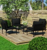 VidaXL 5-delige Loungeset met kussens PVC zwart