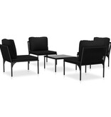 VidaXL 5-delige Loungeset met kussens PVC zwart