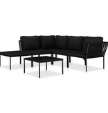 VidaXL 6-delige Loungeset met kussens PVC zwart
