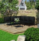 VidaXL 6-delige Loungeset met kussens PVC zwart