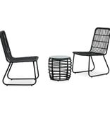 VidaXL 3-delige Bistroset poly rattan zwart