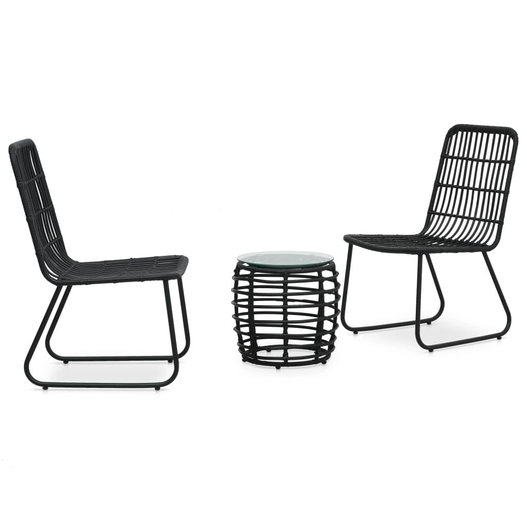VidaXL 3-delige Bistroset poly rattan zwart