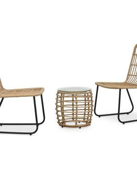 VidaXL 3-delige Bistroset poly rattan eikenkleurig