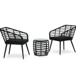 VidaXL 3-delige Bistroset poly rattan zwart