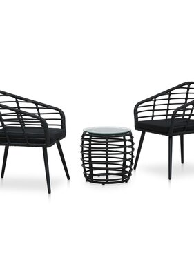 VidaXL 3-delige Bistroset poly rattan zwart