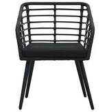 VidaXL Tuinstoelen 2 st met kussens poly rattan zwart